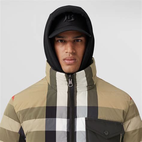 reversible check nylon puffer jacket